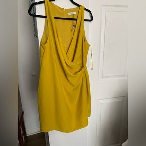 Mango Mustard Ruched dress